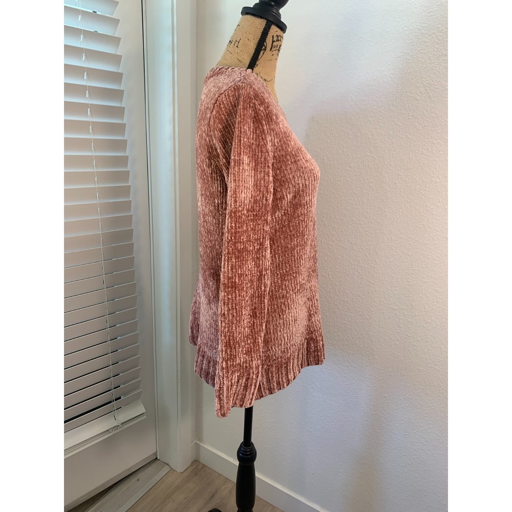 (A-16)Orvis Chenille Sweater Women Small Pink‎ Crewneck Soft Cozy Pullover - Picture 5 of 9